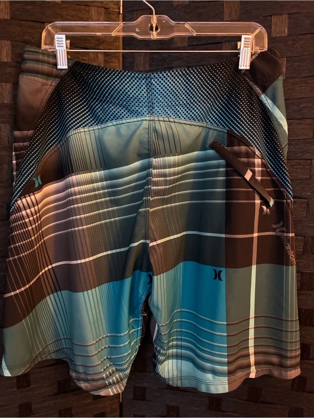 Hurley Teal and Black Plaid Board Shorts